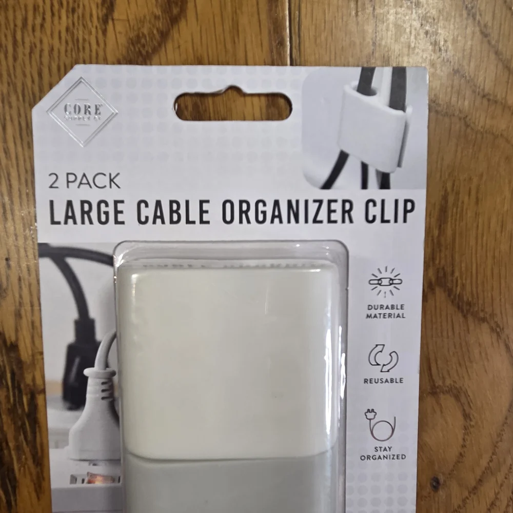 2 Pack New In Package Large Cable Organizer Clip - White And Gray. KKCP